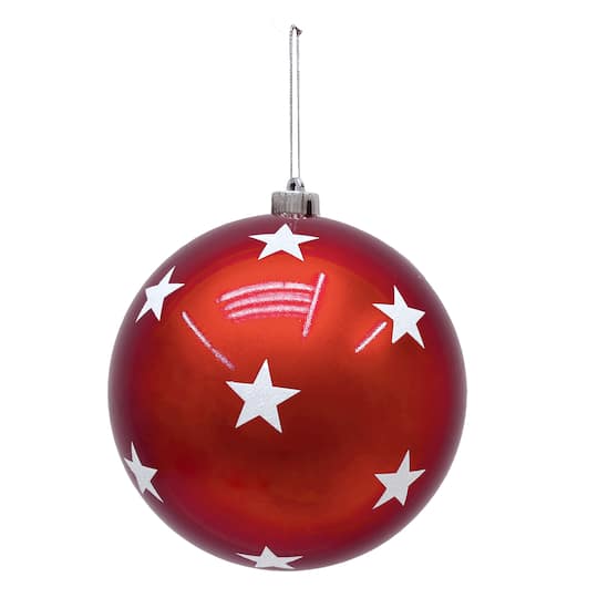 7.75" Red & White Star Pattern Ornament by Celebrate It™